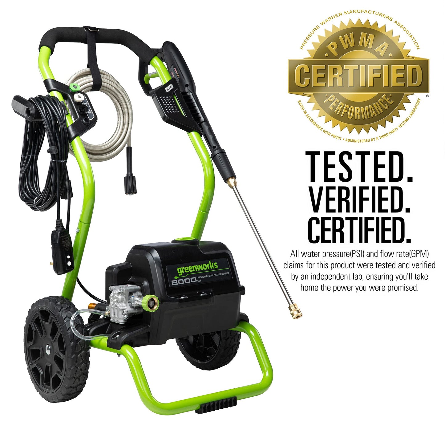Greenworks 2000 Max PSI @ 1.1 GPM (13 Amp) Electric Pressure Washer GPW2000-1RG