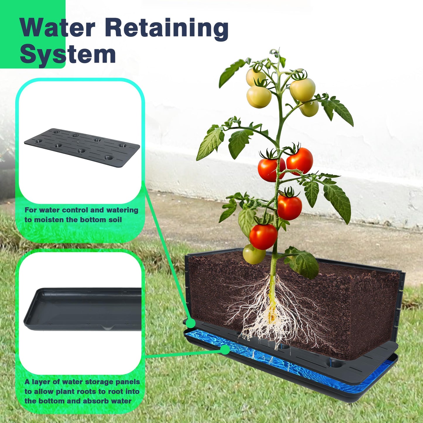 Sumloty 2Pack Raised Garden Bed Planter Boxe with Trellis, 43.4" Self Watering Tomato Raised Planter Box with Trellis for Climbing Vegetable Flowers and Plants, Tomato Cage for Indoor Outdoor Use