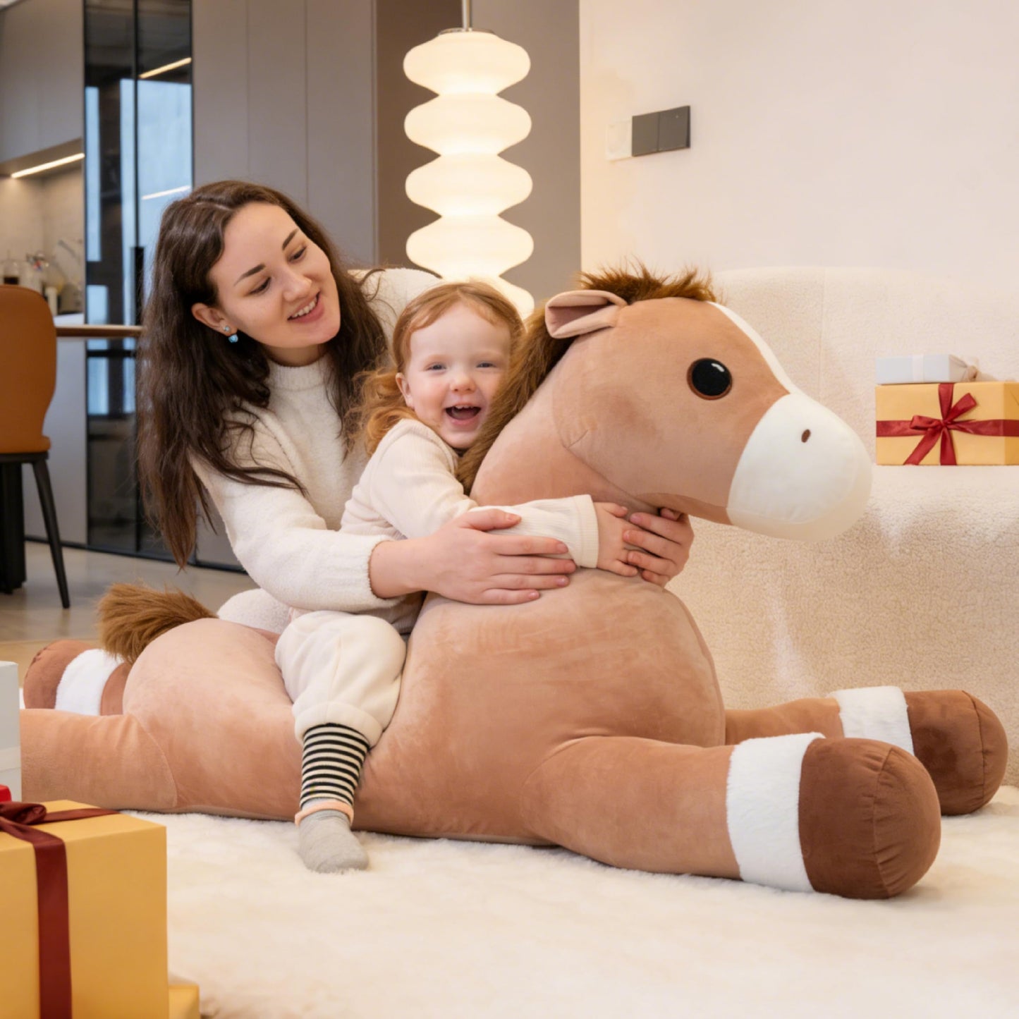 Jrystar Giant Horse Stuffed Animals, Large Stuffed Horse Plush Pillow, 37" Soft Large Stuffed Pony, Cute Farm Animals Plush Toys, Gifts for Kids Boys Girls on Birthday Children's Day Christmas