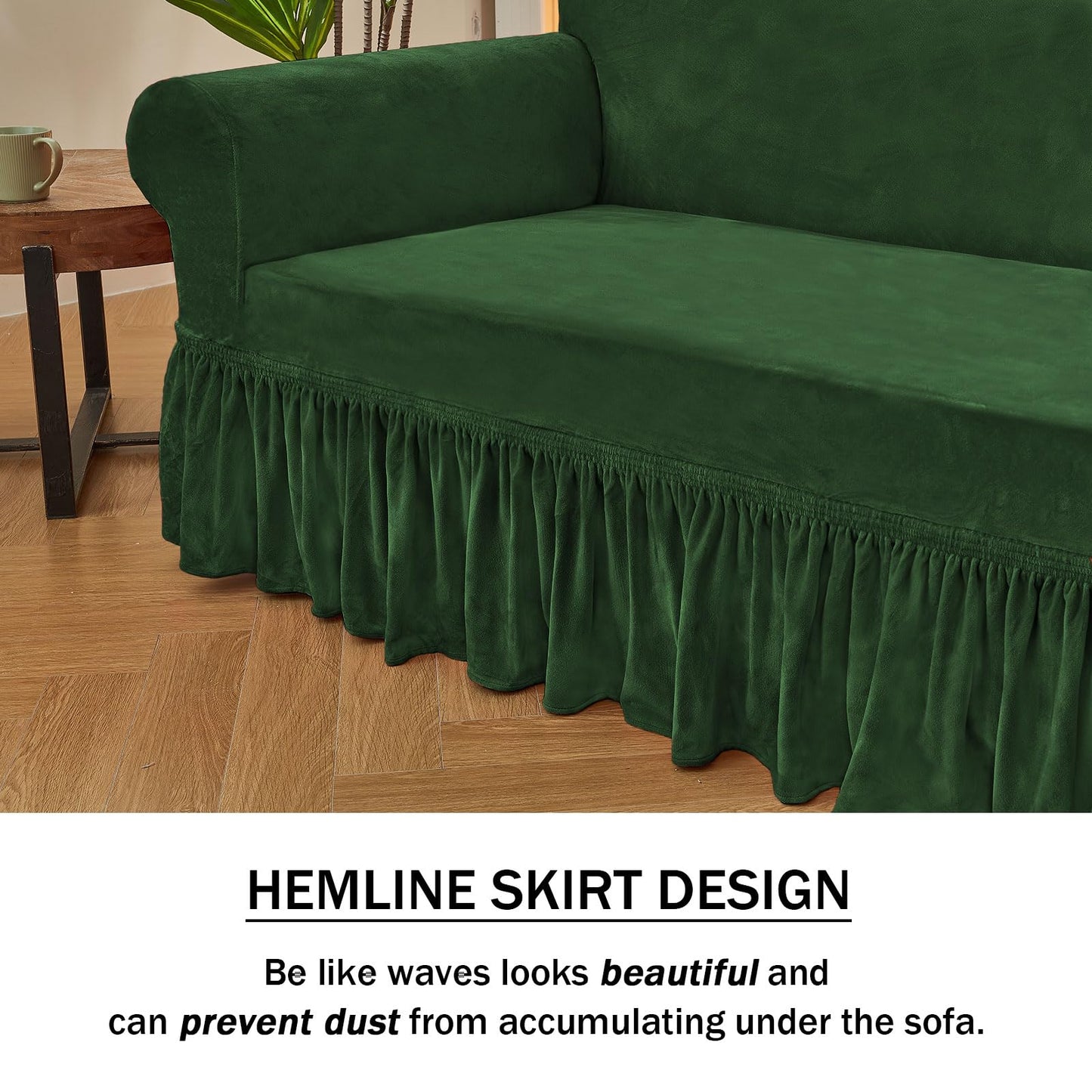 NICEEC Armchair Cover Super Soft 1-Piece Green Armchair Slipcover Stretch Universal Spandex Couch Covers for Living Room Easy Fit Washable Furniture Sofa Protector with Skirt