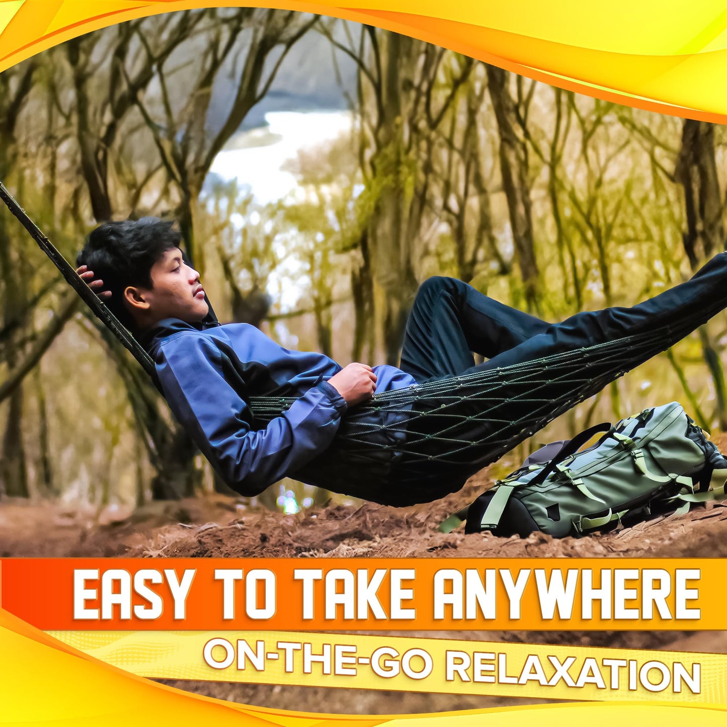 Mesh Hammock - Easy to Set Up Rope Hammocks for Outside, Dark Green Color, 90x31.5 Nylon Net Hammock, Max 100 KG (220 Pounds) Tree Hammocks for Outside, Camping & Relaxation, Quick Setup for Travel