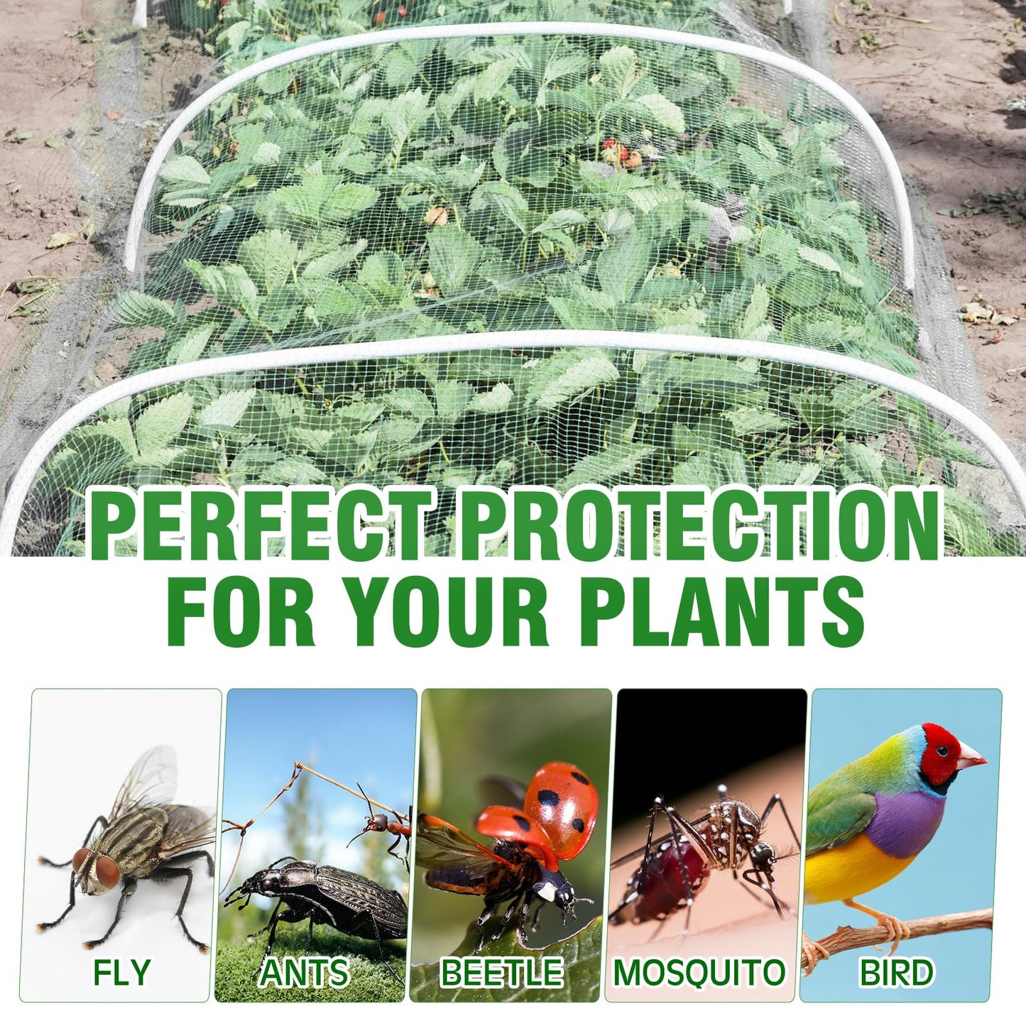 Windyun 3 Pack Garden Mesh Netting Mosquito Netting Fruit Tree Netting Insect Bug Netting Bug Netting for Garden Protection Ultra Fine Plant Netting(10 x 33 ft,White)