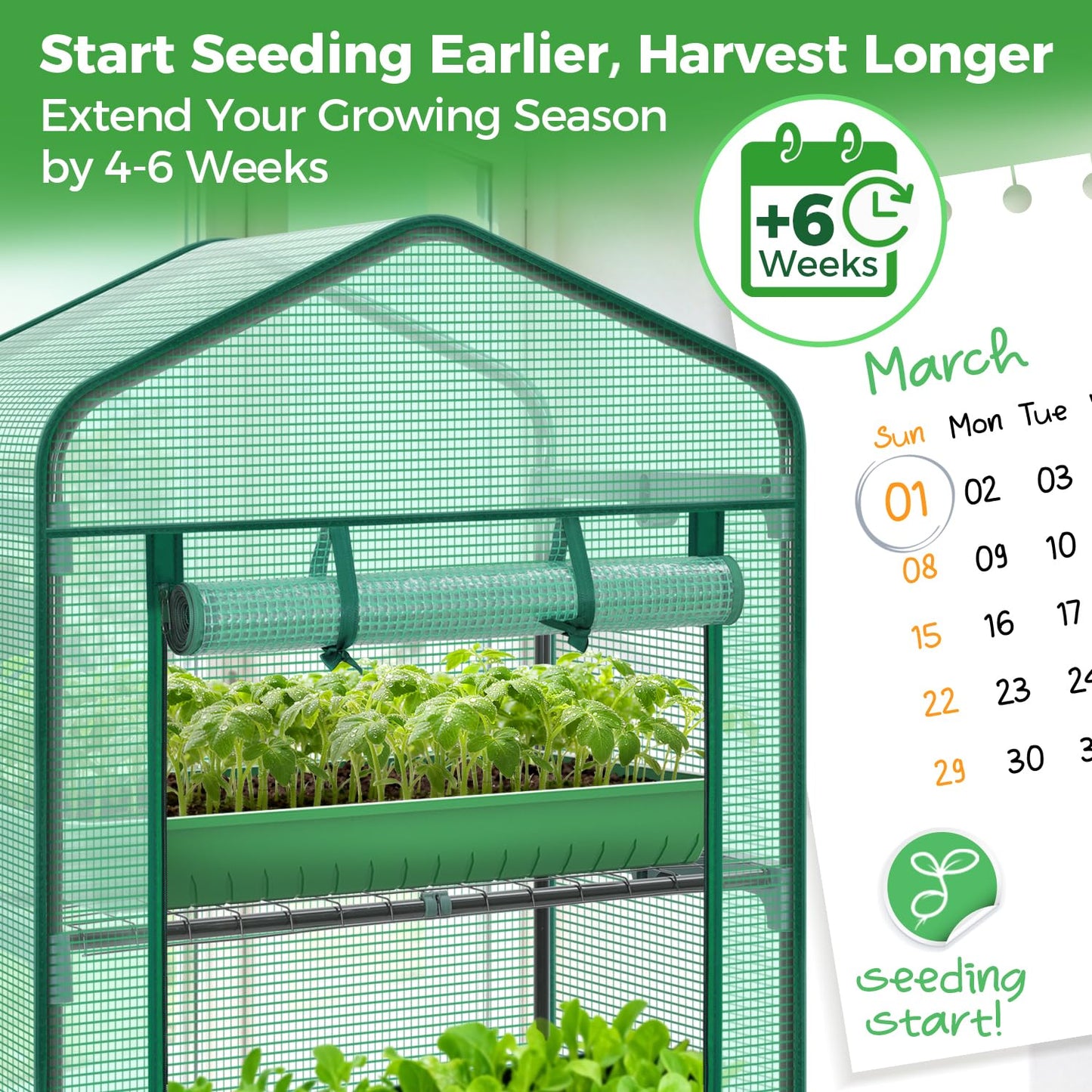 Ohuhu Mini Greenhouse for Indoor Outdoor, 27 x 19 x 62-Inch Small Plant Green House 4-Tier Rack Stand Portable Greenhouses with Durable PE Cover for Seedling, Ideal Gardening Gifts for Women Men
