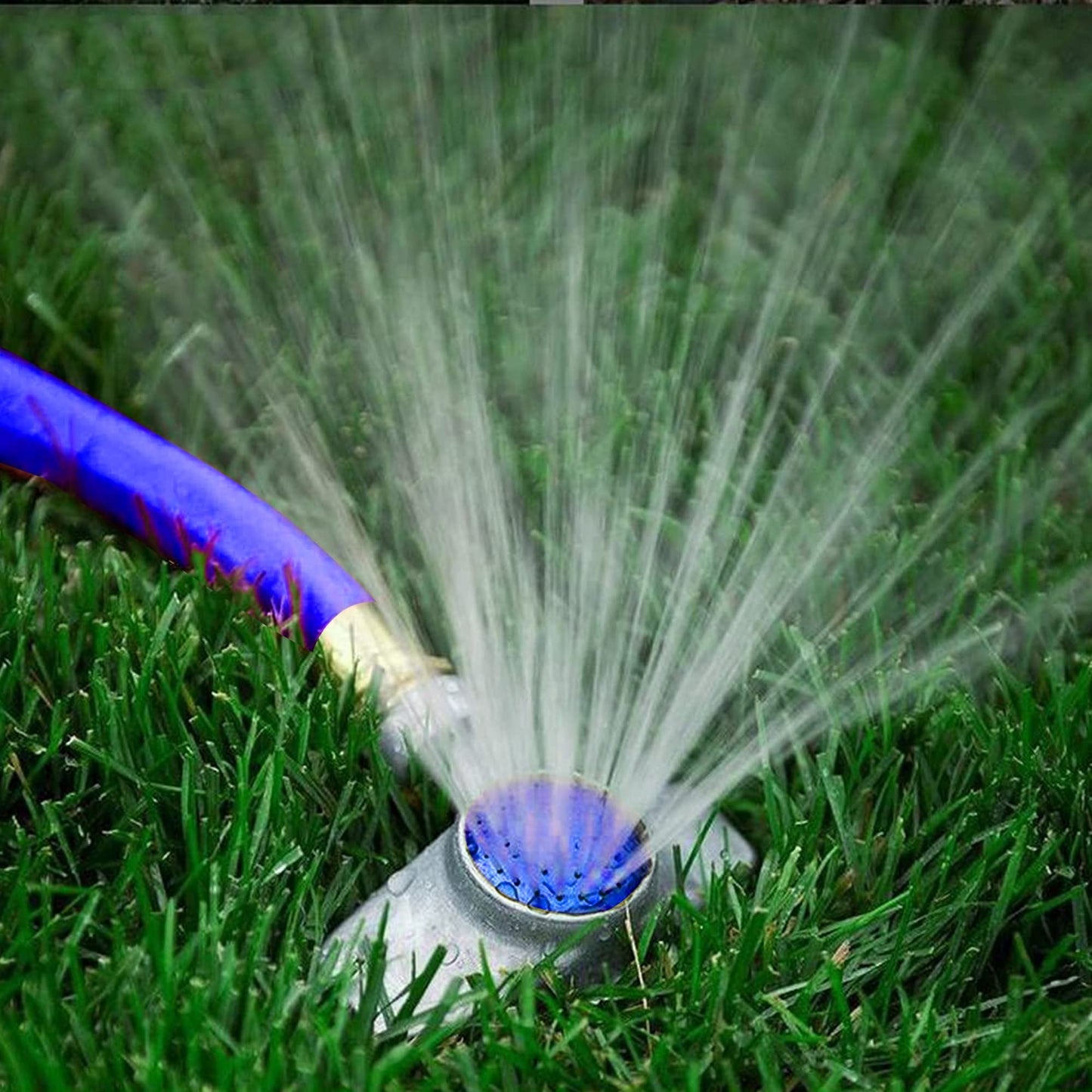 Hourleey 360 Degree Metal Spot Sprinkler, 2 Pack Circle Pattern Sprinkler with Gentle Water Flow for Small Area Yard Lawn Garden Watering, Coverage Up to 30FT (Blue)