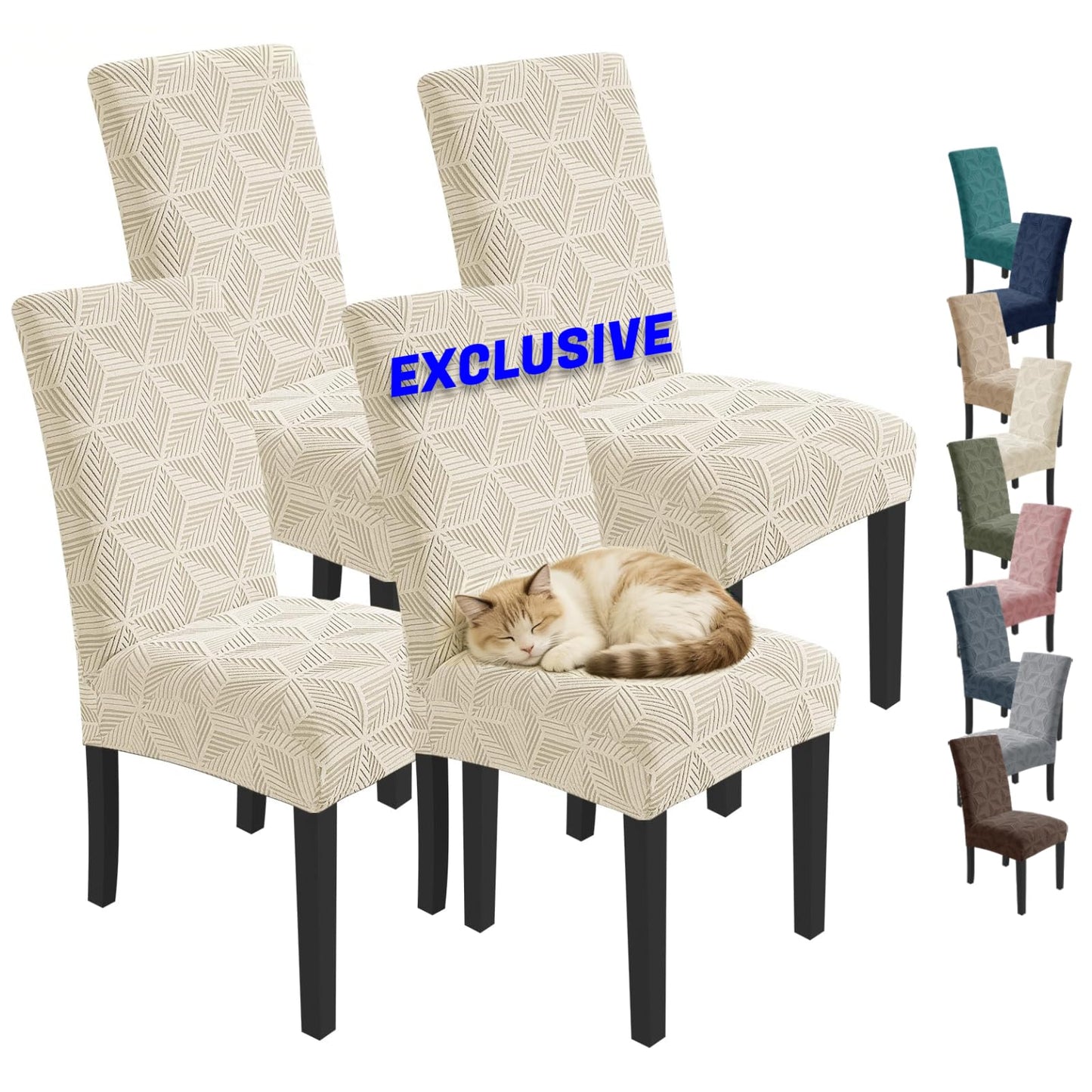 YEMYHOM Dining Chair Covers Set of 4, Stretch Dining Room Parsons Chair Slipcover, Removable Washable Furniture Protector for Home, Kitchen, Banquet (Beige)