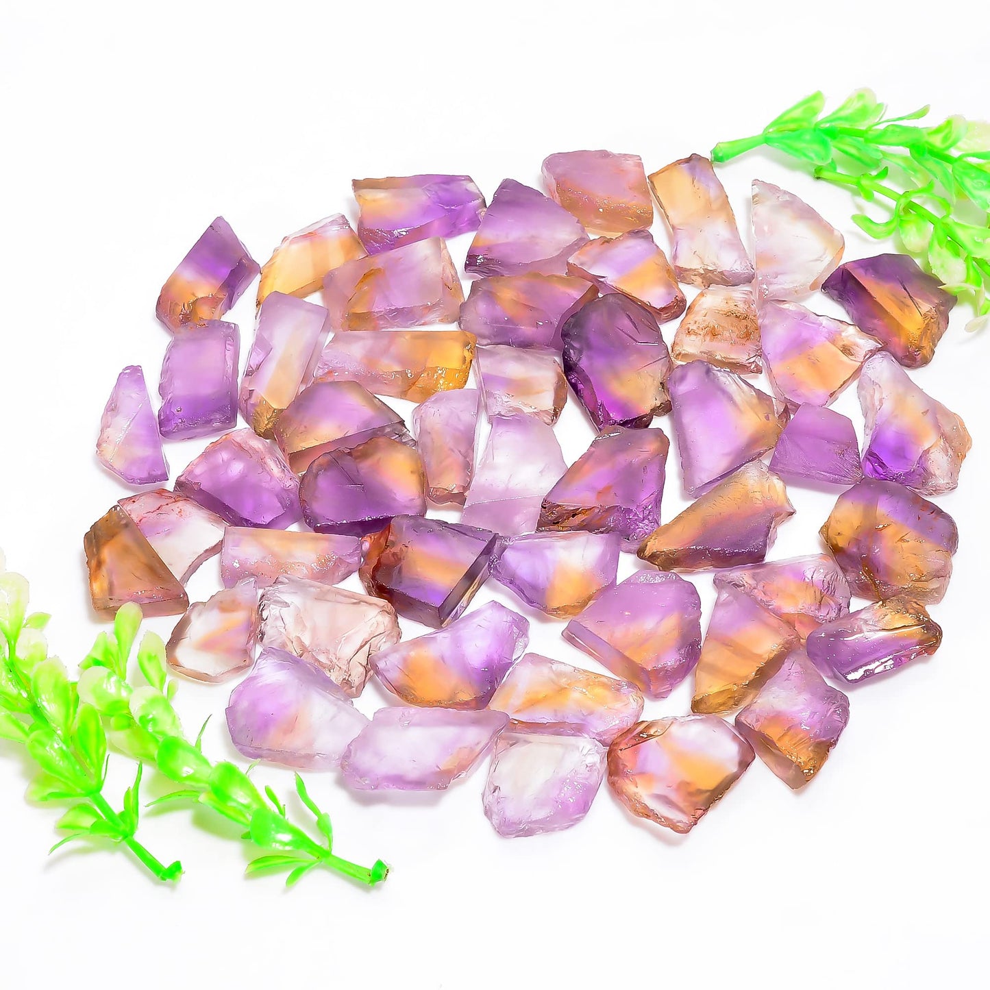 Natural Ametrine Raw Slice Gemstone- Healing Crystals for DIY Jewelry Making -Loose Natural Cabochon -Perfect for Crafting Unique Jewelry Designs (5 pcs, 25-35 mm)