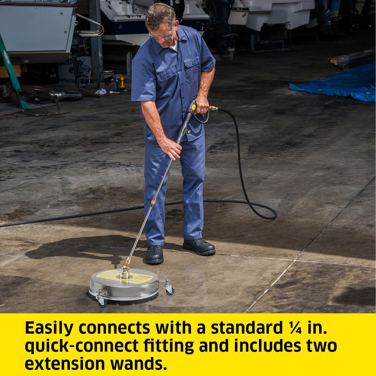Kärcher Pressure Washer Surface Cleaner 15", 3 Wheels, Stainless Steel, Quick Connect, 4000 PSI, Ideal for Driveways, Patios, Decks, Sidewalks
