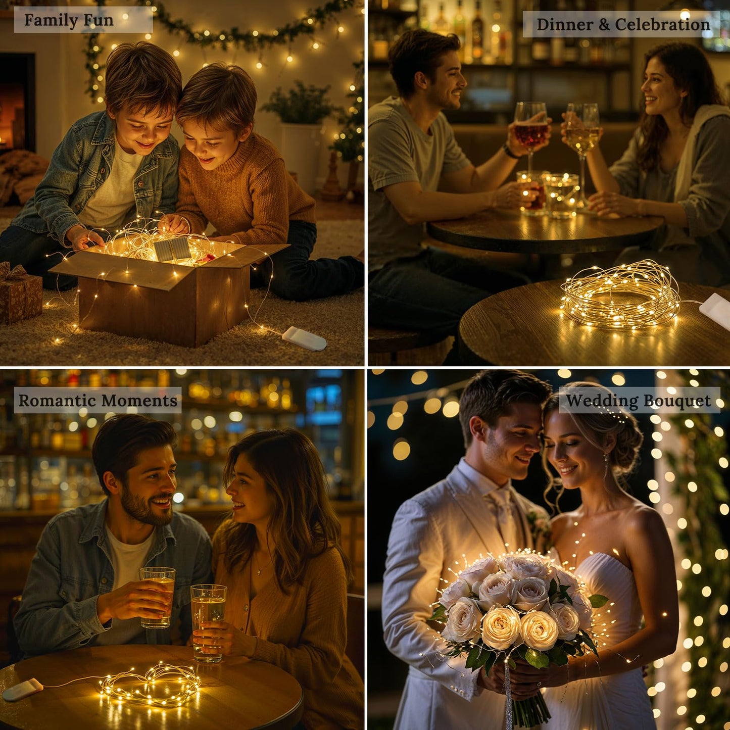 Etinga 12-Pack Fairy String Lights, 7ft 20 LEDs Each, Battery Operated Copper Wire Lights, Warm White Decorative Lights for Wedding, Party, Christmas, Holiday Décor & DIY Crafts