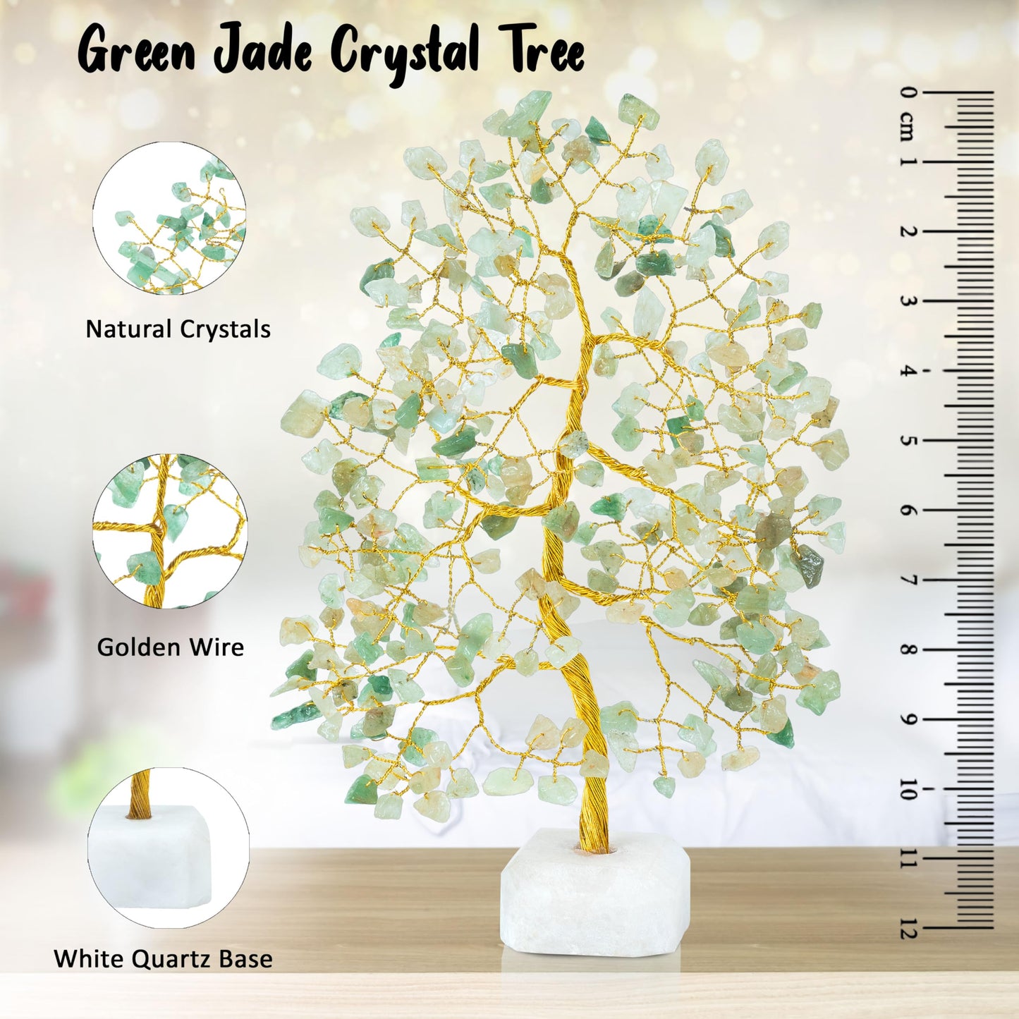 Crocon® Green Jade Crystals Tree of Life Rough Base, Birthday Gifts for Women, Home & Office Decor Money Tree Healing Crystals Women Gifts Ideas House Warming Gift Sister Unique Sage Green Decoration