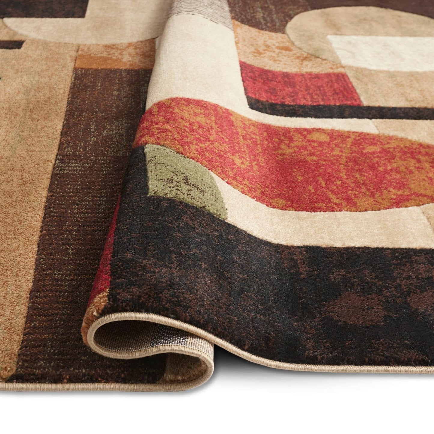 Home Dynamix Tribeca Jasmine Modern Area Rug, Abstract Brown/Green 6'7"x9'10"