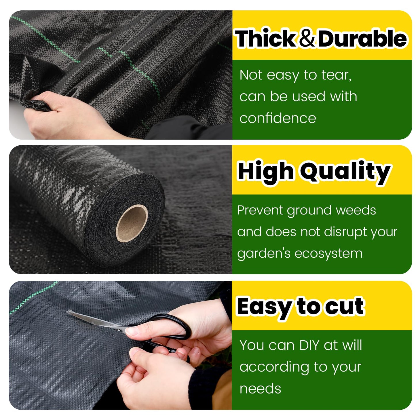 GRASSCLUB 3ft x 300ft Weed Barrier Landscape Fabric Heavy Duty Premium Weed Control Fabric Durable & Eco-Friendly Weed Block Gardening Mat Landscaping Fabric