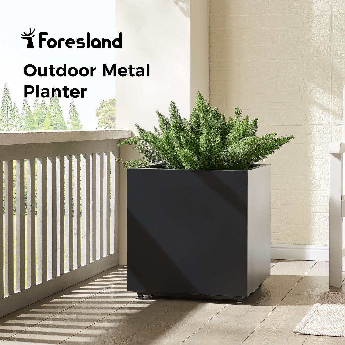 Large Metal Outdoor Planter Box 20Wx20Dx21.5H, Galvanized Steel Cube Planters for Outdoor Plants, Easy Assembly - 5mins Quick Install, Large Square Flower Pot for Patio, Deck, Garden, Yard, Black