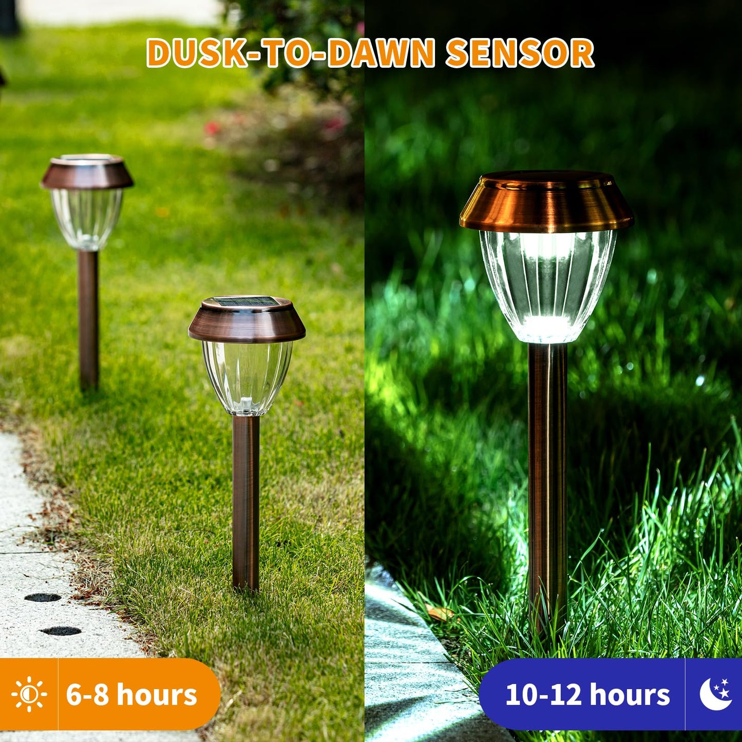 6 Pack Solar Pathway Lights Outdoor, New Upgraded Adjustable Warm & Cool White Solar Lights Outdoor Waterproof, Solar-Powered Garden Light for Path, Walkway, Yard, Driveway, Lawn, Backyard Decor