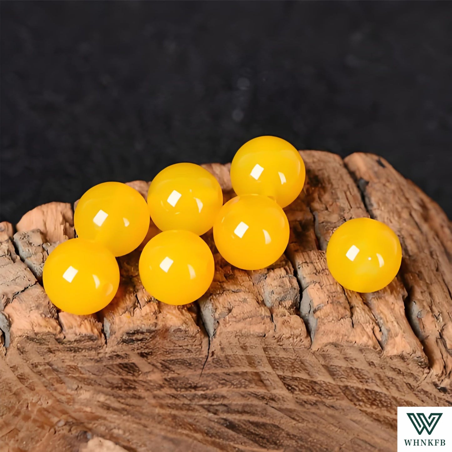 WHNKFB 8mm 50PCS Natural Yellow Agate Round Beads, Banded Loose Stone Beads for Jewelry Making Craft - 4mm 6mm 8mm 10mm Options with Free Elastic Cord
