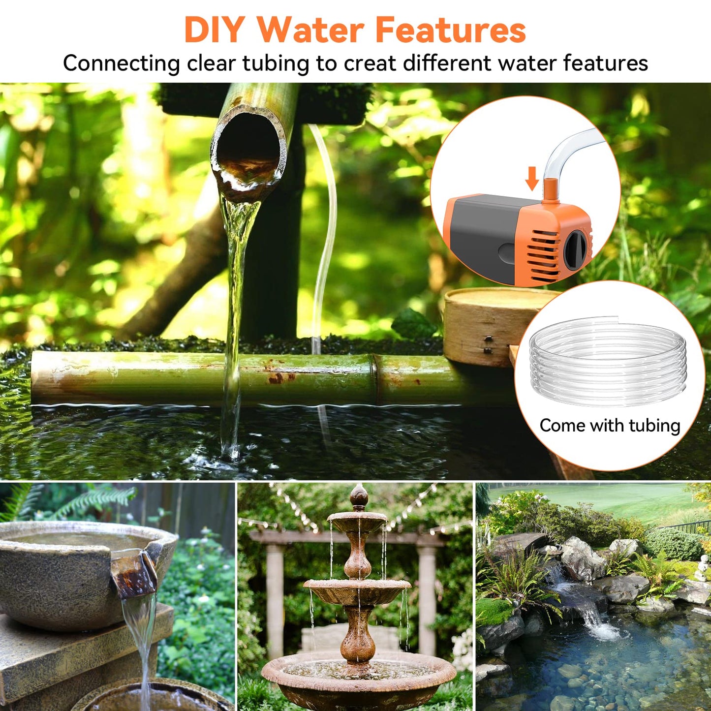 POPOSOAP Solar Fountain Pump 35 Watt, 480GPH Solar Water Pond Pump with PVC Tubing 4 Spray Heads 16.5ft Cable Length for Garden Pond Fountain Waterfall Hydroponics Pool