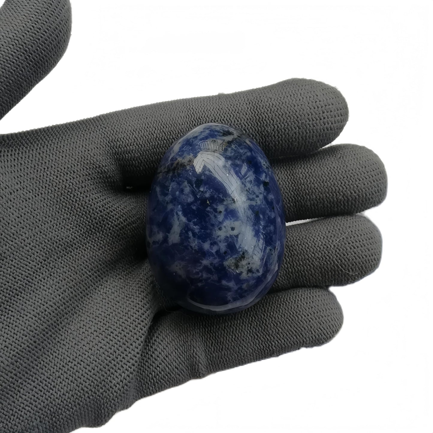 Sunshcat Natural Sodalite Egg Shaped Meditation Chakra and Home Decor Balance Crystals and Healing Stones Statue Set,35 * 50mm Easter and Thanksgiving Gift,with Wooden Bracket