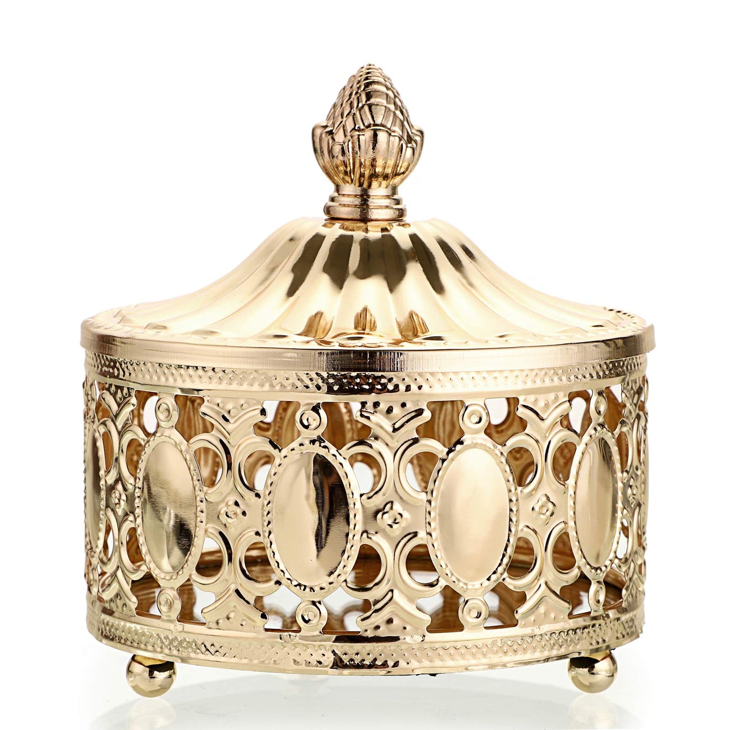 Hipiwe hollow out Metal Jewelry Box with Lid - Gold Mirrored Jewelry Trinket Organizer Ring Earrings Necklace Home Decor Storage Box, Chest Keepsake Gift Box for Women