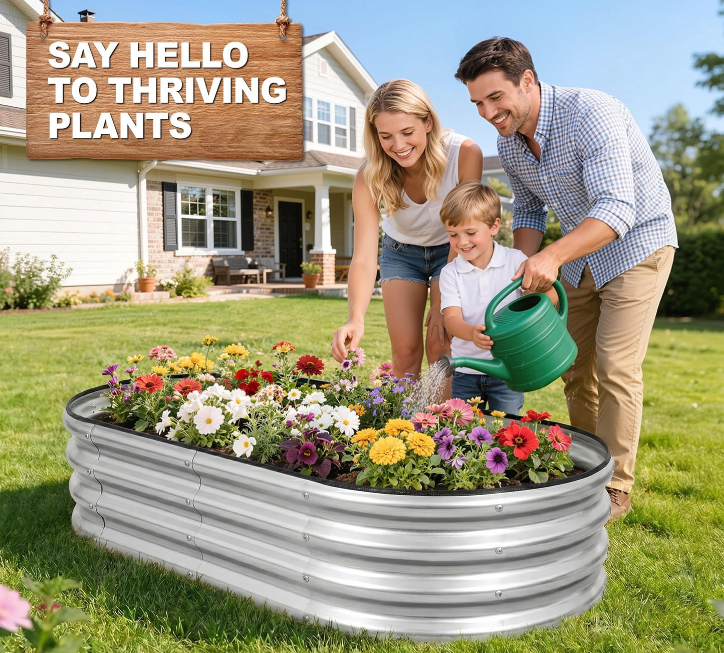Galvanized Raised Garden Bed- Planter Garden Boxes Outdoor, Raised Beds for Gardening, 4x2x1ft Metal Garden Bed Kit for Vegetables Flower, Planter Raised Bed with Protective Tape & Tools.Silver-4pack