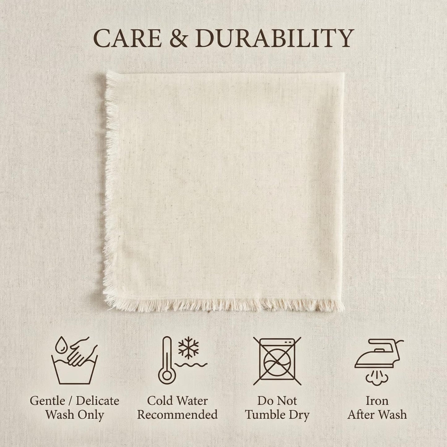 ACCENTHOME Natural Cotton Linen Napkin Set of 12 18x18 inch Dinner Napkins - Washable Soft Premium Hotel Quality Reusable Hemmed Edges Napkins Perfect Table Linens for Family Dinners, Weddings