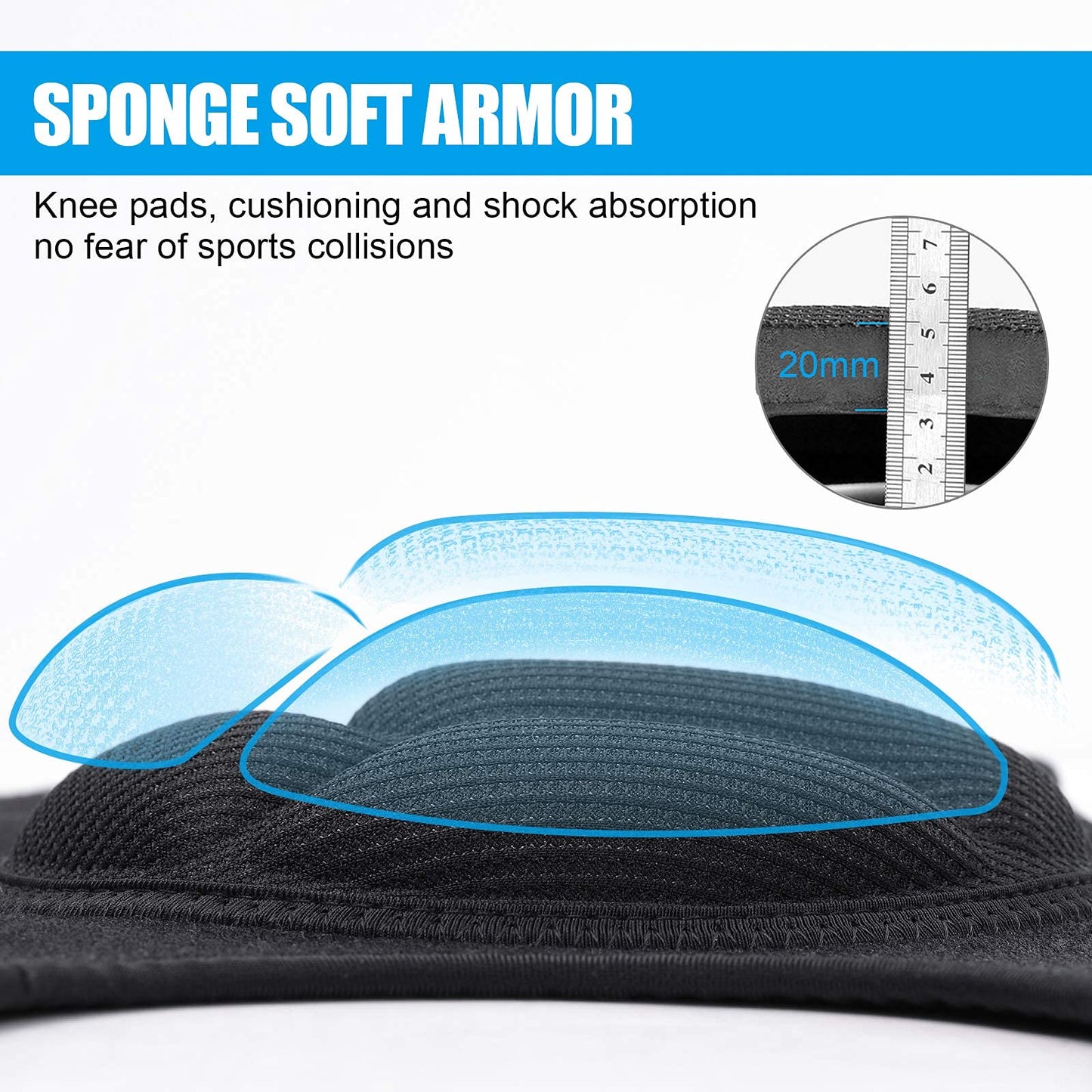 Soudittur Adult Knee Pads for Gardening, Anti-Slip Collision Avoidance Kneepads with Thick EVA Foam, for House Cleaning, Construction Work, Volleyball, Football Dance Knee Sleeve, 1 Pair (Black)