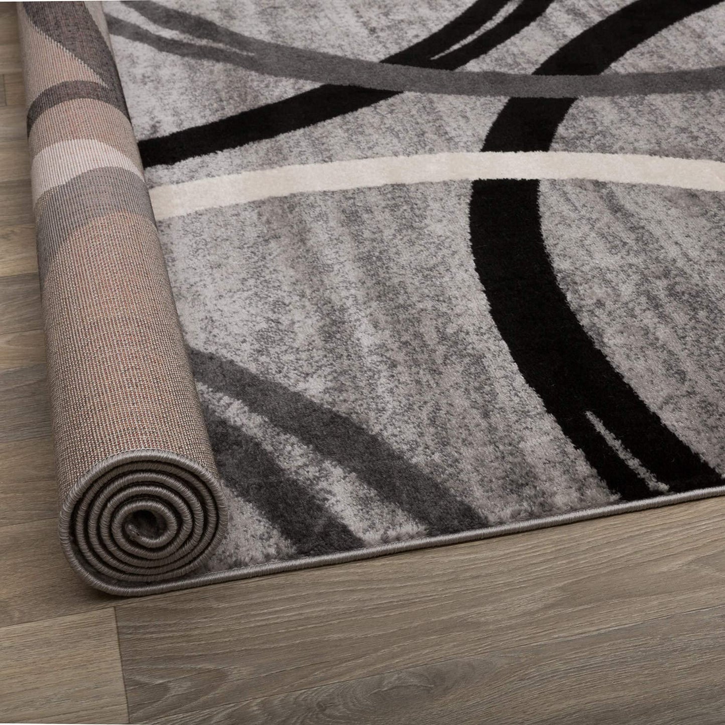 Rugshop Wavy Circles Design Area Rug, Fade-Resistant Carpet for Kitchen, Entryway, or Office, Gray, 3'3" x 5'