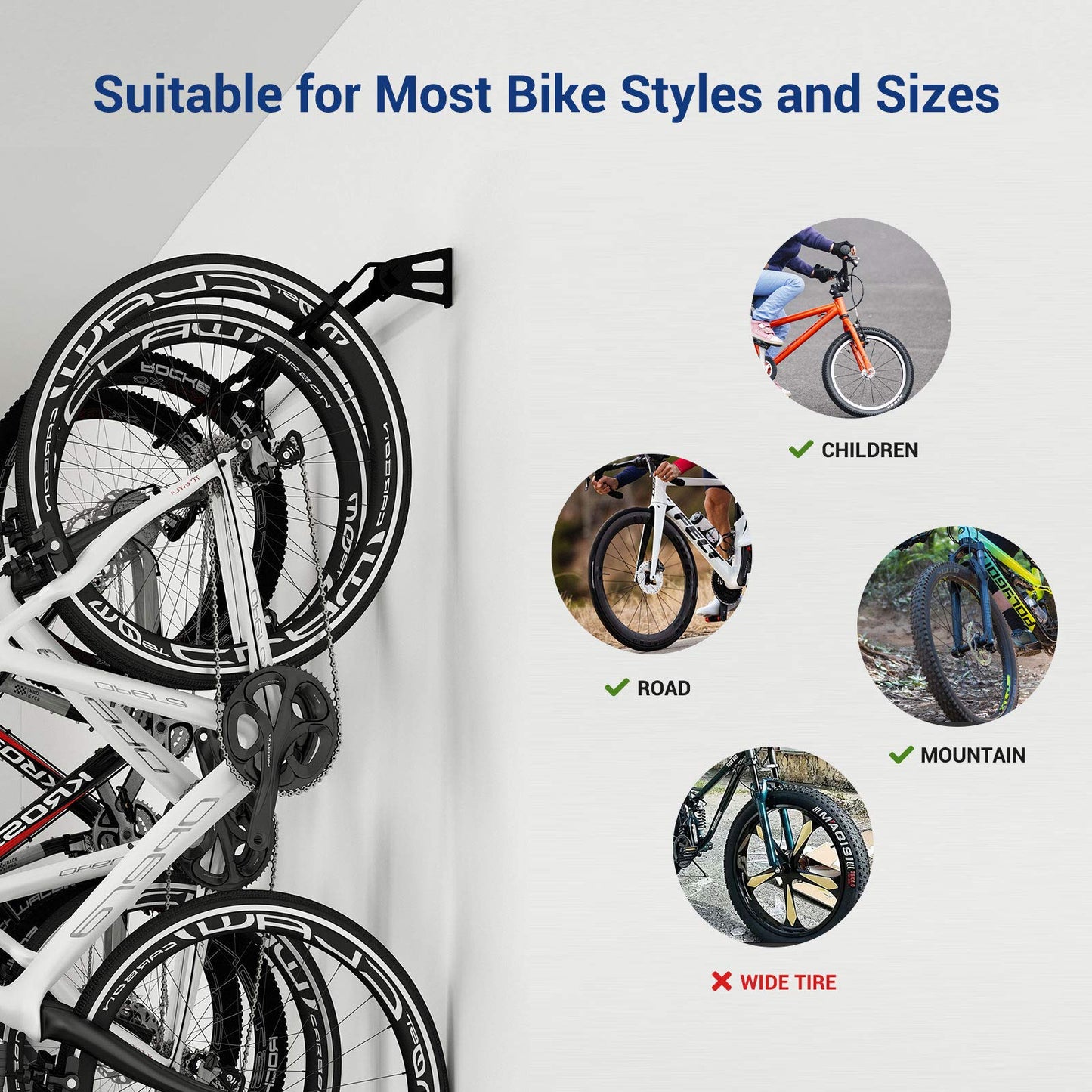 FLEXIMOUNTS 6 Bike Storage Rack, Heavy Duty Wall Mount Hanger for Home & Garage, Holds Up to 300lbs