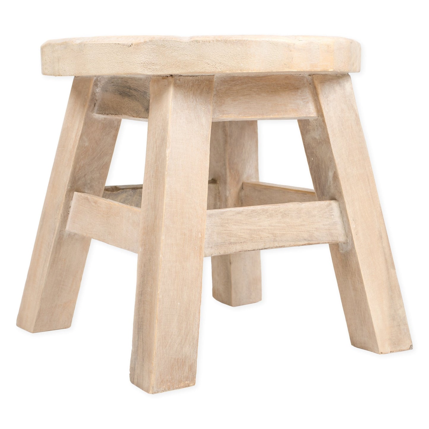 Sand Dollar Design Hand Carved Acacia Hardwood Decorative Short Stool