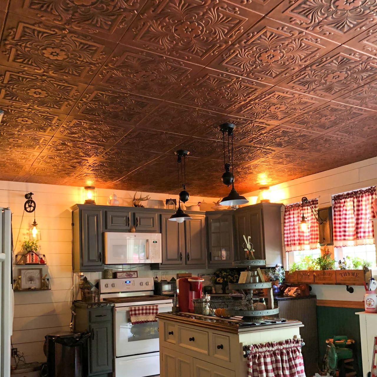 À LA MAISON CEILINGS R14 Victorian Foam Glue-up Ceiling Tile (21.6 sq. ft./Case), Pack of 8, Aged Copper