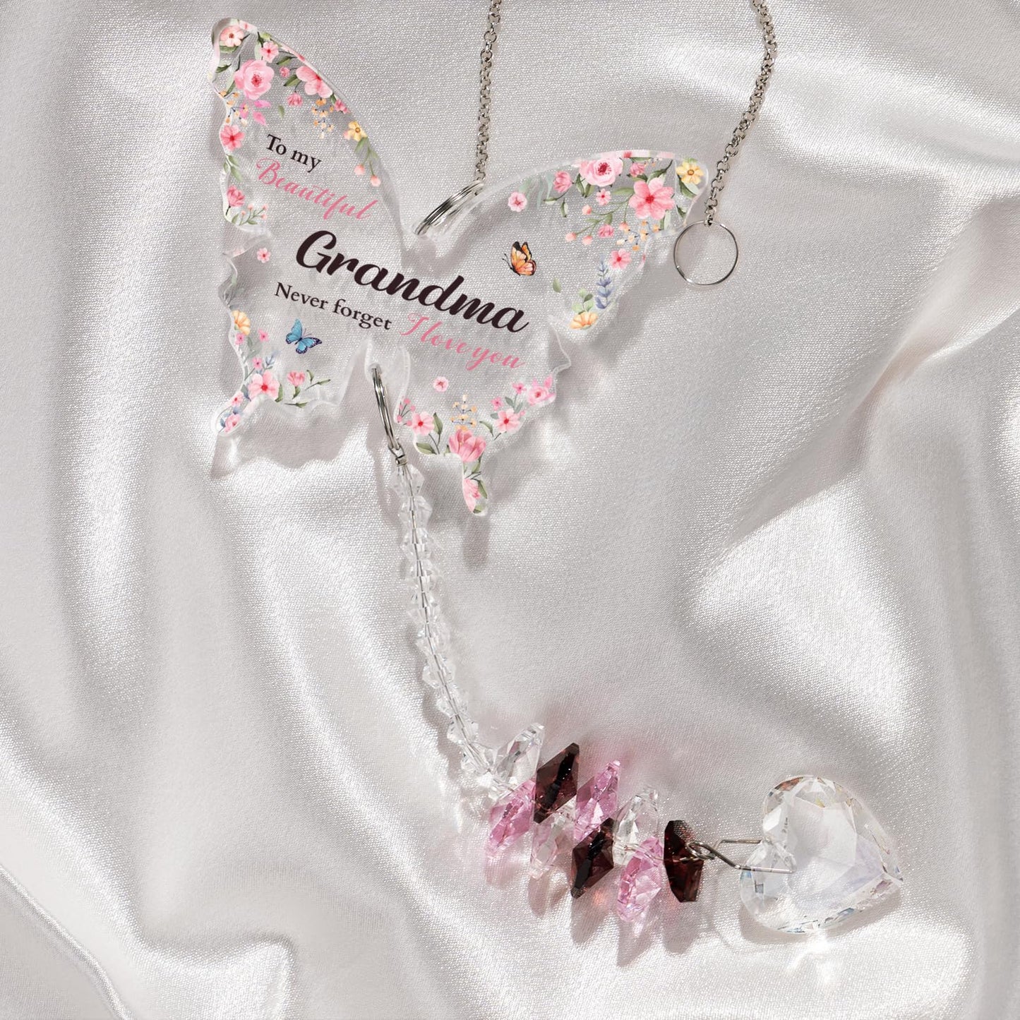 Gifts for Grandma for Mothers Day, Grandma Birthday Gifts, Grandma, Gift for Grandmother Crystal Suncatcher, to My Grandma's Present Hanging Butterfly Crystal Suncatcher Ornament
