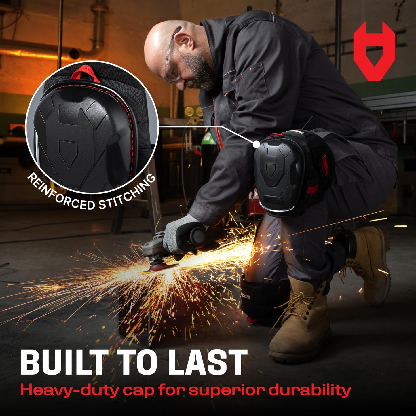 NoCry Professional Gel Knee Pads for Work — Heavy Duty Anti-Slip Cap, Extra Dual-Layer Foam and Cushion, Reinforced Adjustable Non-Slip Straps, Built-in Hangand Pull Loops, Fits Men Women, Black