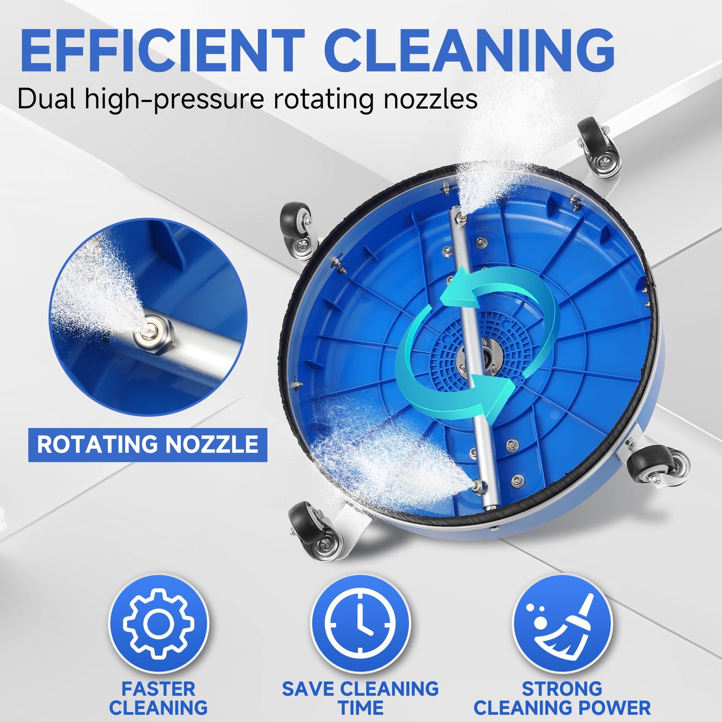 RIDGE WASHER 18’’ Pressure Washer Surface Cleaner, Surface Cleaner with Dual Handle, 4500 PSI Power Washer Surface Cleaners with Wheels for Cleaning Driveways, Sidewalks, Patios