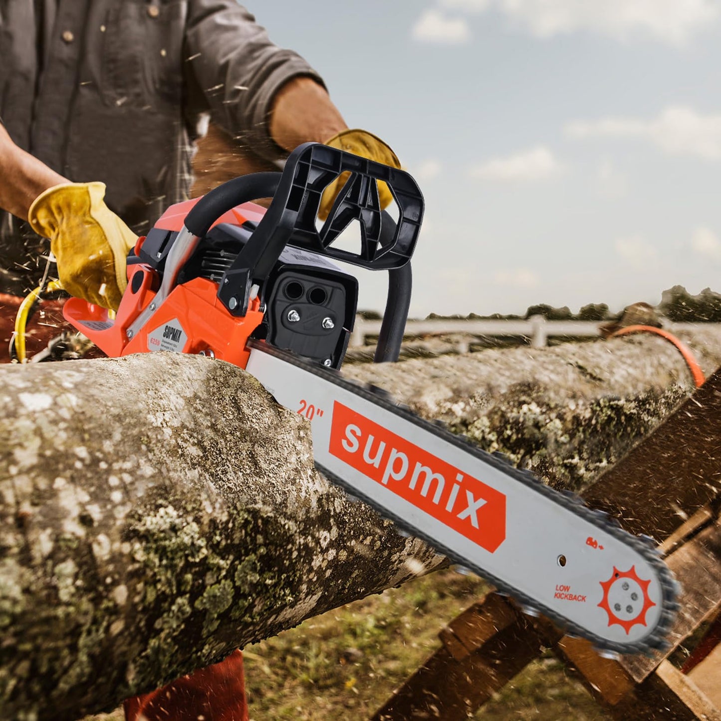 SUPMIXTOOLS 62cc Gas Chainsaw 20 Inch Gas Powered Chainsaws 2-Cycle Petrol Handheld Gasoline Chain Saw Power Saws for Cutting Wood Tree Trimming