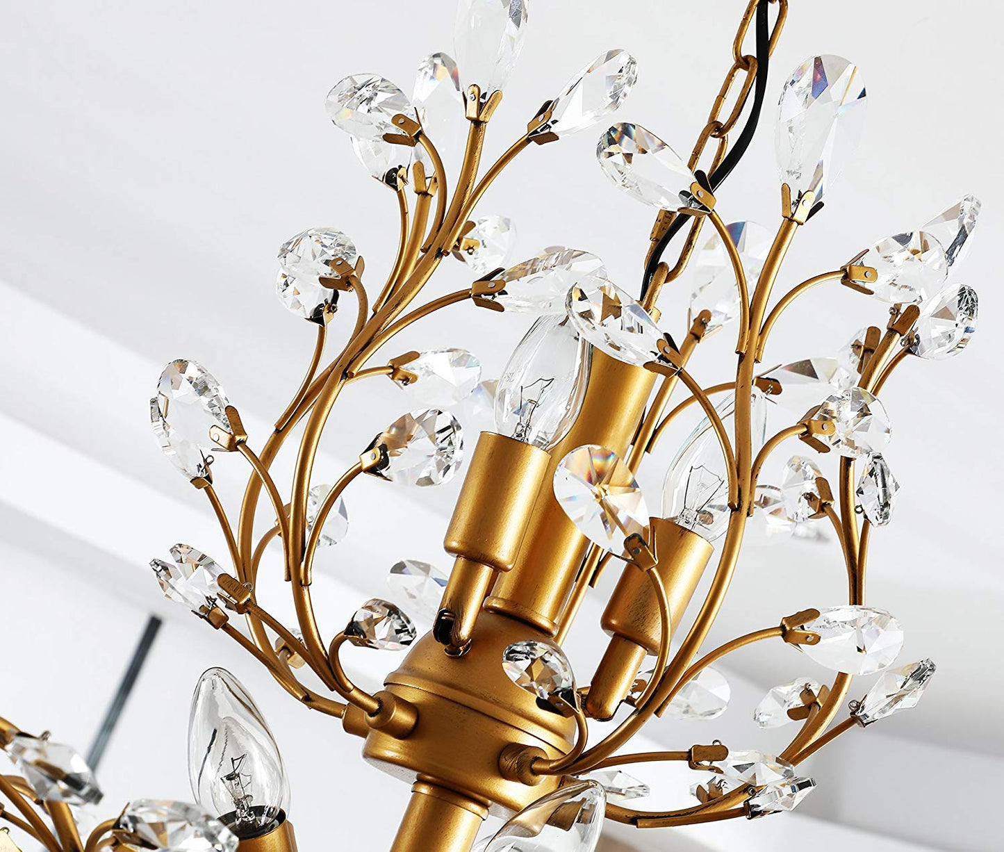 Ganeed Crystal Chandeliers,Vintage Pendant Lighting Crystal Chandelier Lighting Fixtures with 8 Lights,Ceiling Light Fixture for Living Room Bedroom Restaurant Porch Hallway (Gold)