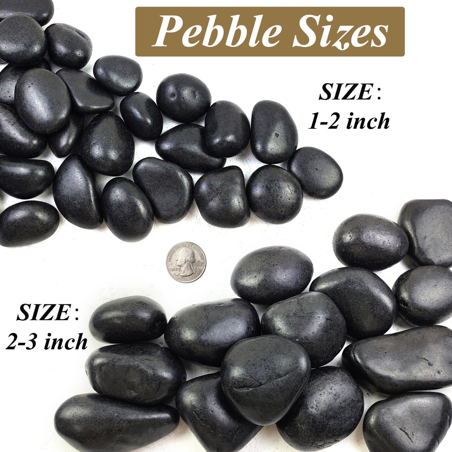 FANTIAN 40 Pounds Black Natural River Pebbles – 2-3 Inch Decorative Black Ornamental River Pebbles for Garden Landscaping, Home Décor, Outdoor Paving, Fountain Decoration