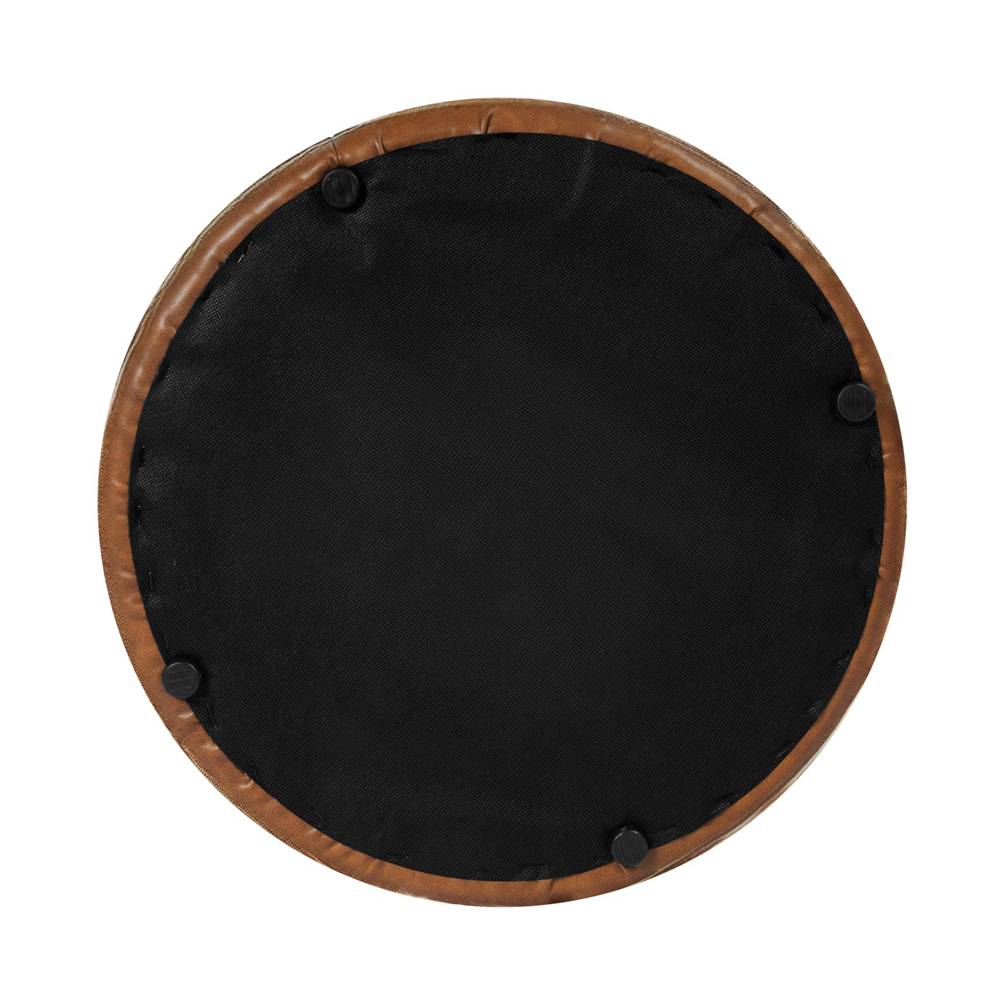 HomePop Upholstered Faux Leather Round Ottoman (No Lid, Seat Only) | HomePop Home Décor | Round Pouf Foot Rest – Camel Brown Faux Leather