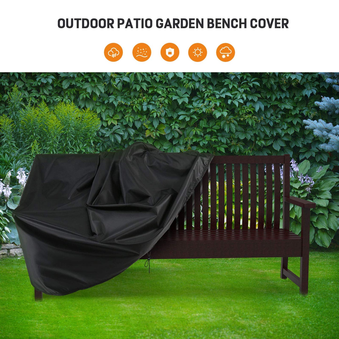 Hengme Outdoor Patio Bench Cover - 64 inch Covers for 3 Seat Outside Park Loveseat, Sofa, Glider & Furniture, Waterproof Patio Garden Bench Cover - 64 x 26 x 35 inch