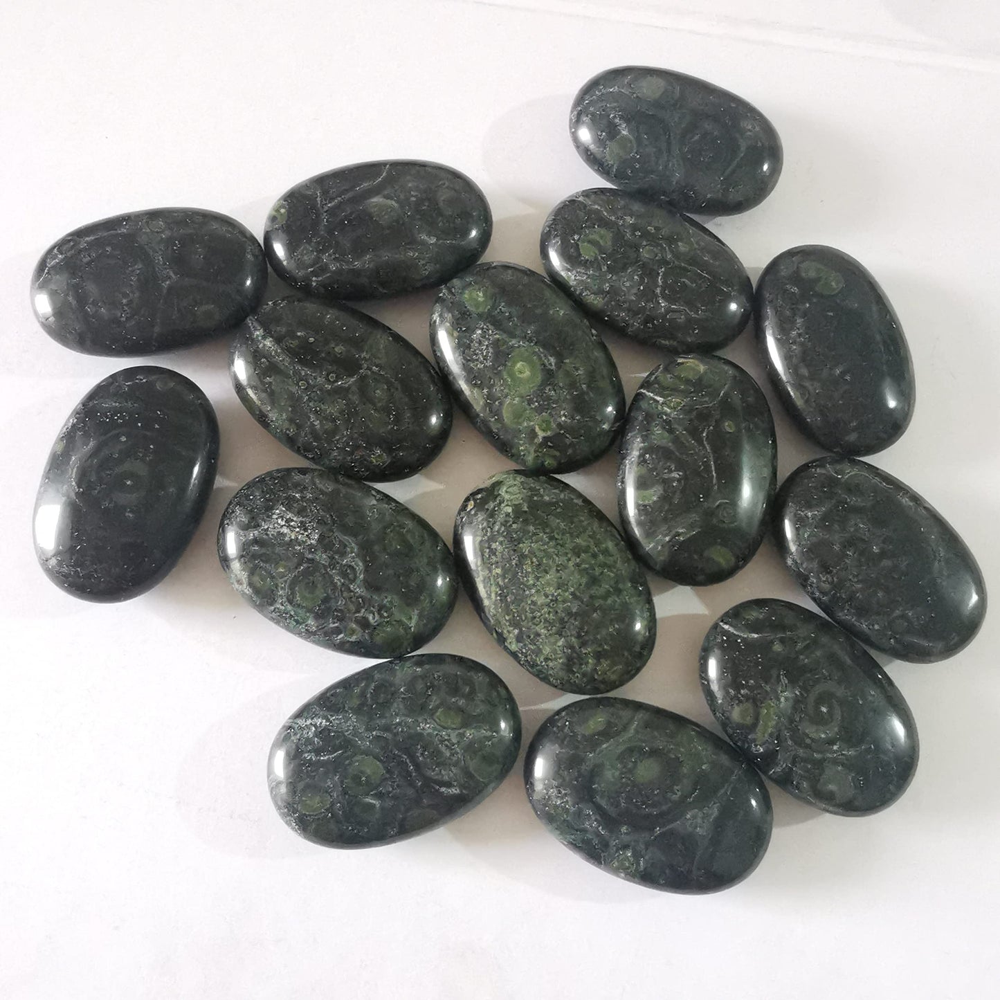 Loveliome Natural Kambaba Jasper Oval Polished Worry Stones, Healing Crystal Indoor Fountain Stones Massage Energy Anxiety Relief Items