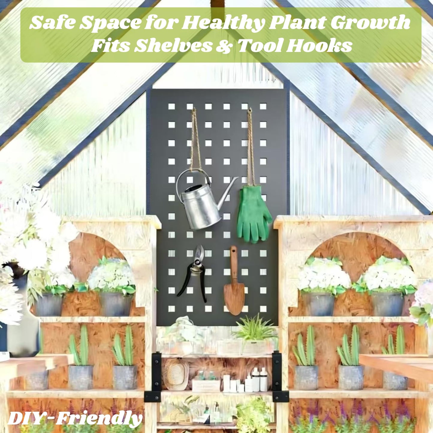 6x6 FT Greenhouse for Outdoors, Polycarbonate Greenhouse with Quick Setup Structure and Roof Vent, Aluminum Large Walk-in Green House for Outside Garden Backyard, Charcoal Black