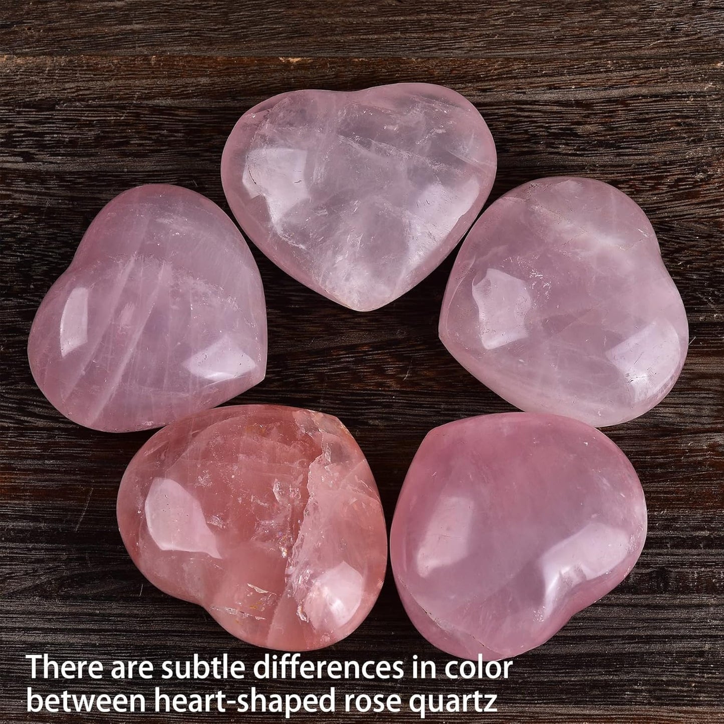 JIC Gem Heart Shaped Rose Quartz Crystal Healing Stone Large Pocket Palm Worry Stone with Display Stand Chakra Reiki Balancing 2.7"-2.9"