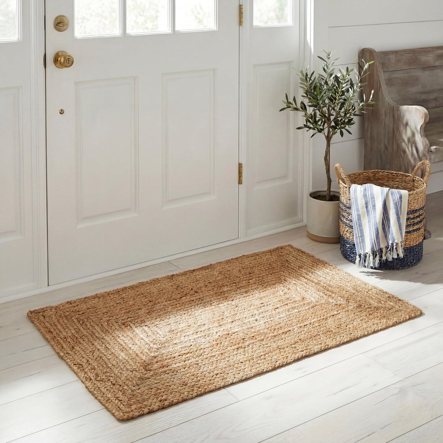 SAFAVIEH Cape Cod Collection Area Rug - 2'3" x 4', Natural Brown, Handmade Braided Flat Weave Jute (CAP252A)