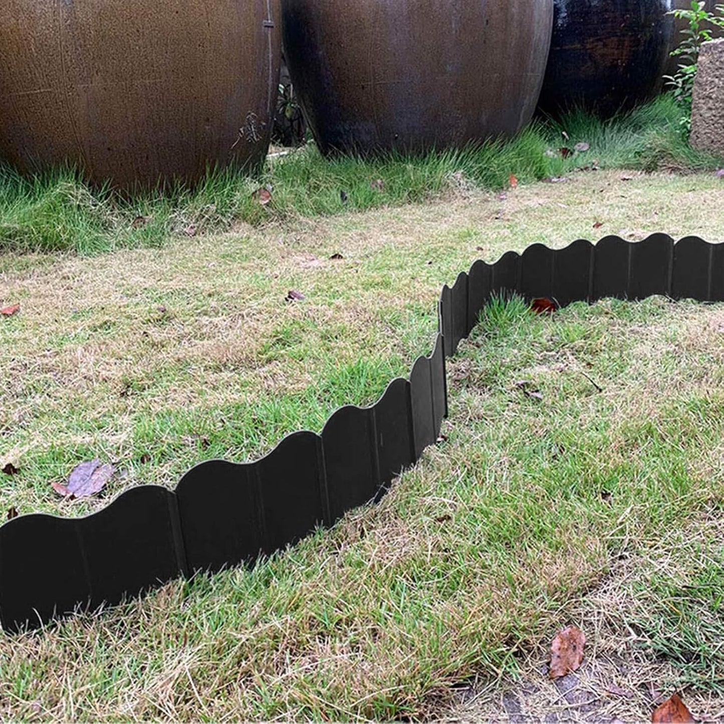Orgrimmar 20 ft Garden Edging 40PCS Interlocking Landscaping Edging Kit, Plastic No-Dig Pound-in Garden Edge(20' Long x 5.3” Tall) - Black