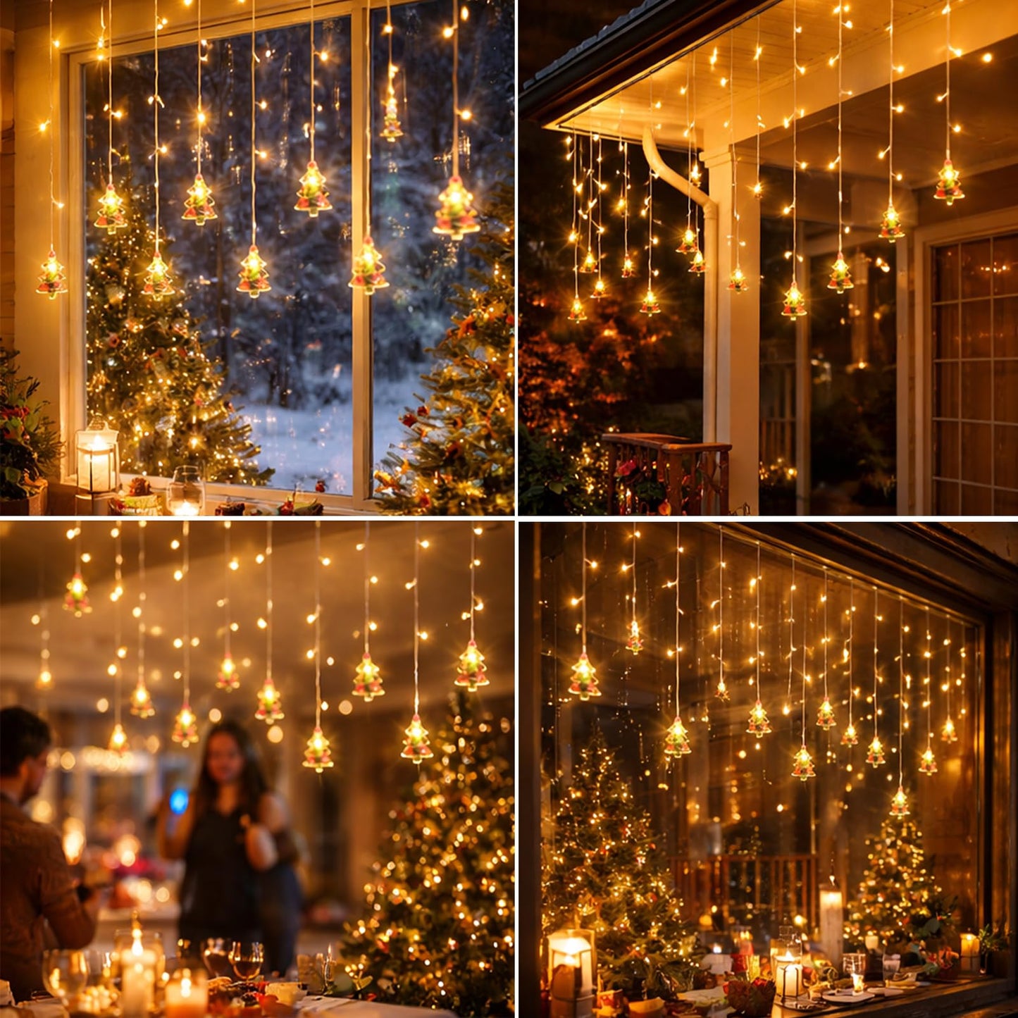 AiPertop Curtain String Light Christmas Decoration Icicle Lights 8 Modes dimmable,108 LEDs 4M Christmas and Halloween String Lights for Home,Office,Party,bar,Holiday,Party (Warm White)