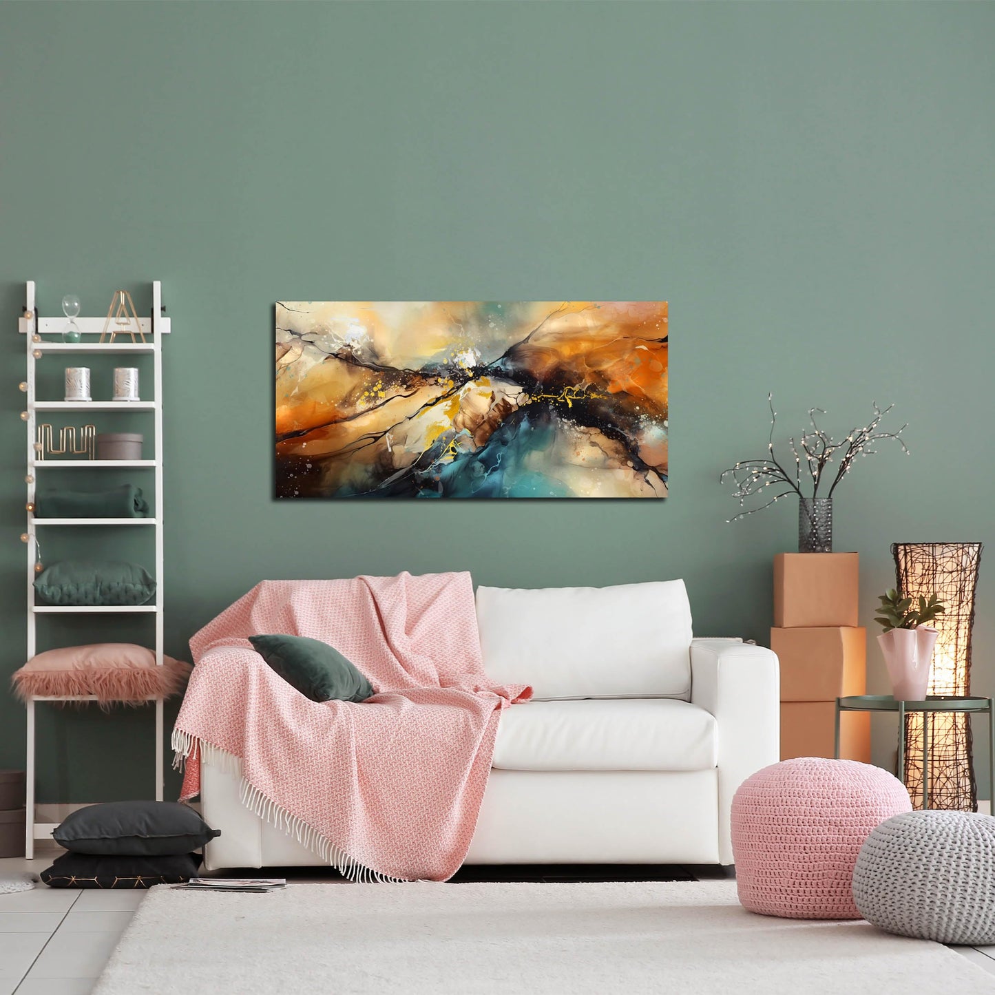 JKWALL77 Abstract Paintings Wall Art for Living Room - Modern Wall Decor for Bedroom Kitchen Room Wall Art Ready to Hang Size 20" x 40"