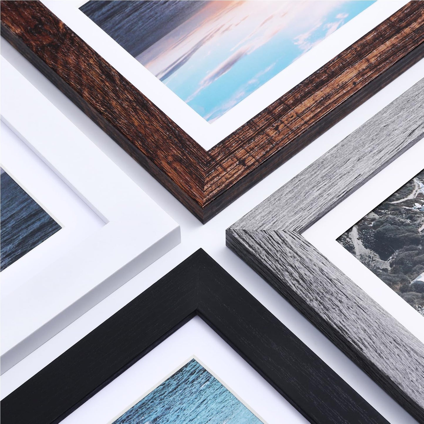 Vittanly 10 Pack Picture Frames Collage Wall Decor, Gallery Wall Frame Set for Wall or Tabletop Display, Engineered Wood and Shatter-resistant Plexiglass, Multi Sizes with 8x10, 5x7, 4x6 Frames, Brown