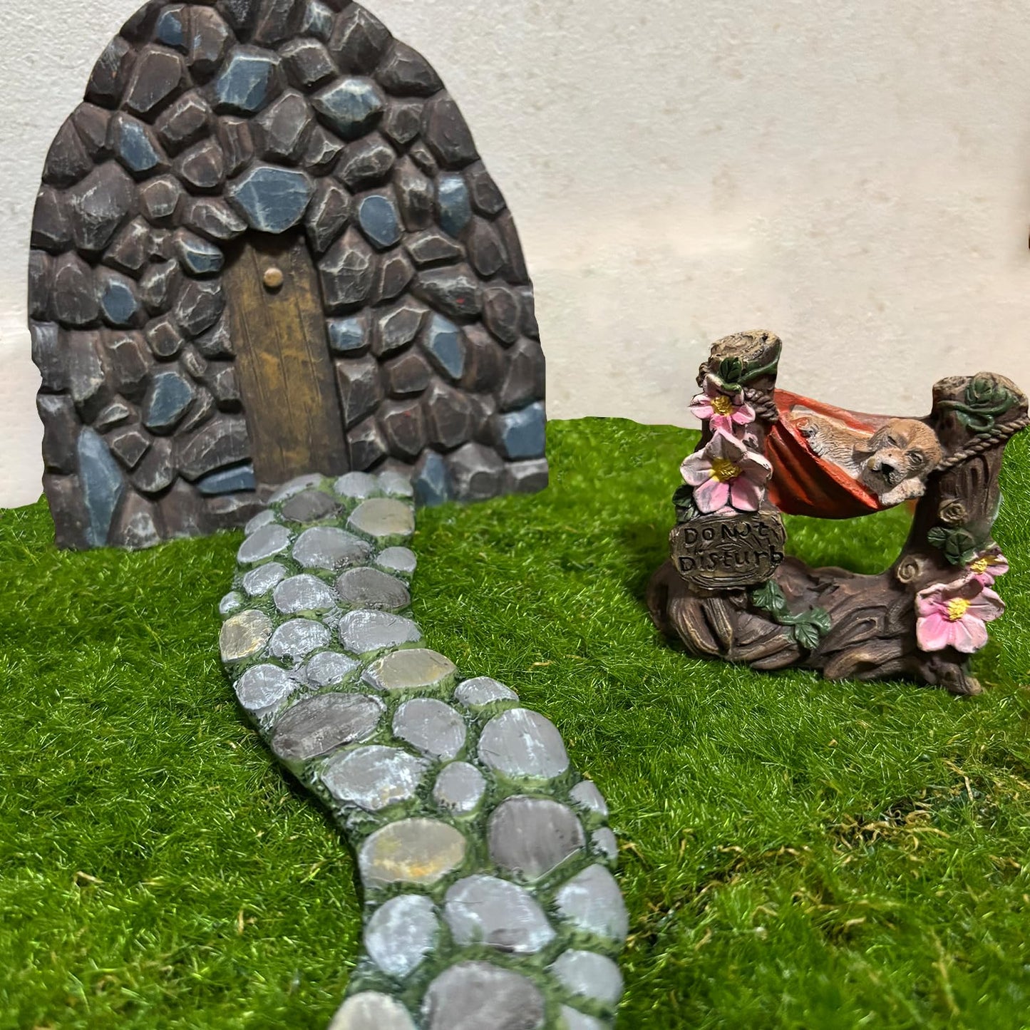 MUAMAX Fairy Garden Pathway, Miniature Stone Road, Green, Resin, Outdoor Statue, Home Decor, Fairy