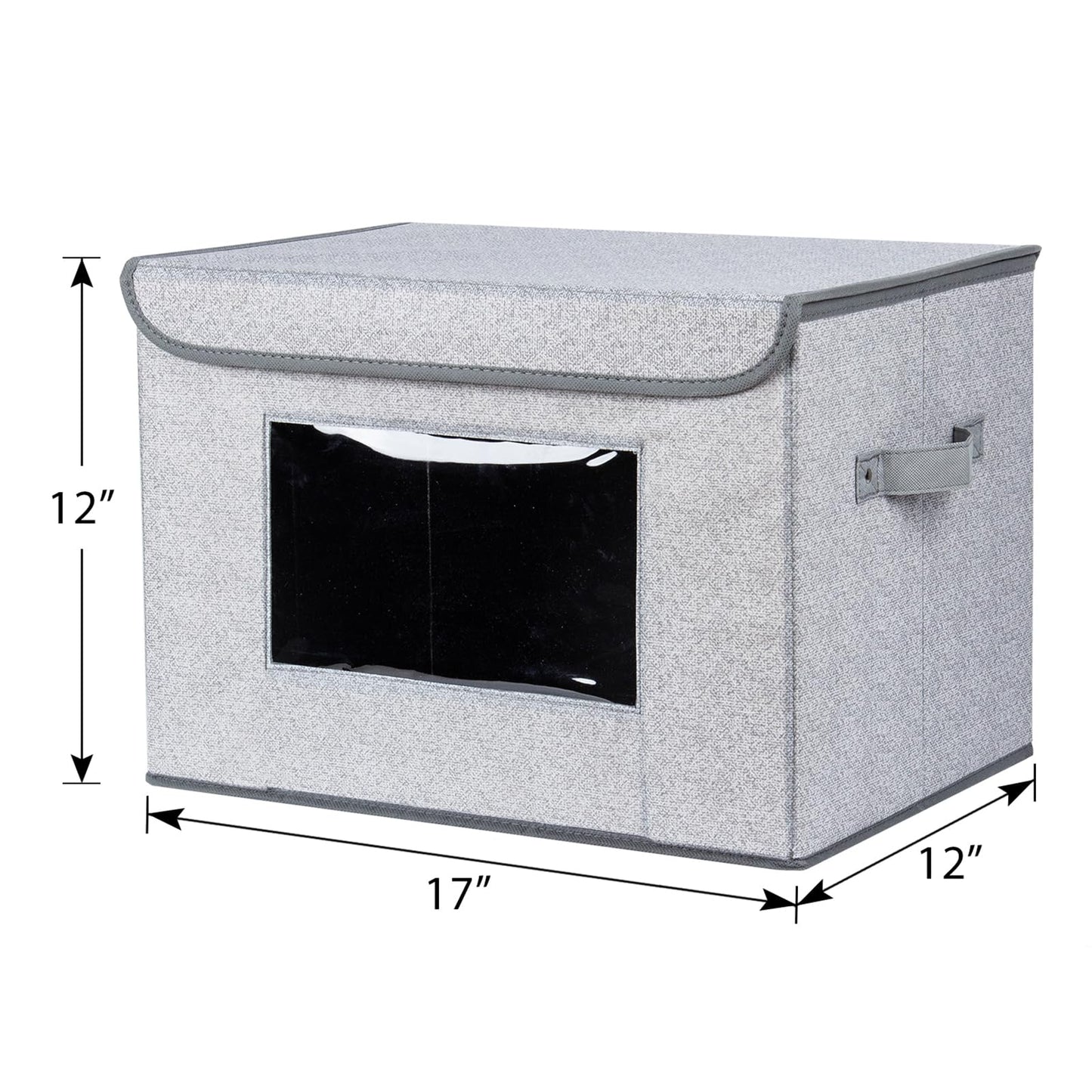 Univivi Larger Fabric Collapsible Storage Bins, Foldable Storage Boxes with Lids, Storage Cube Organizer Basket for Home, Closet, Bedroom(Gray, 17“ x 12” x 12")