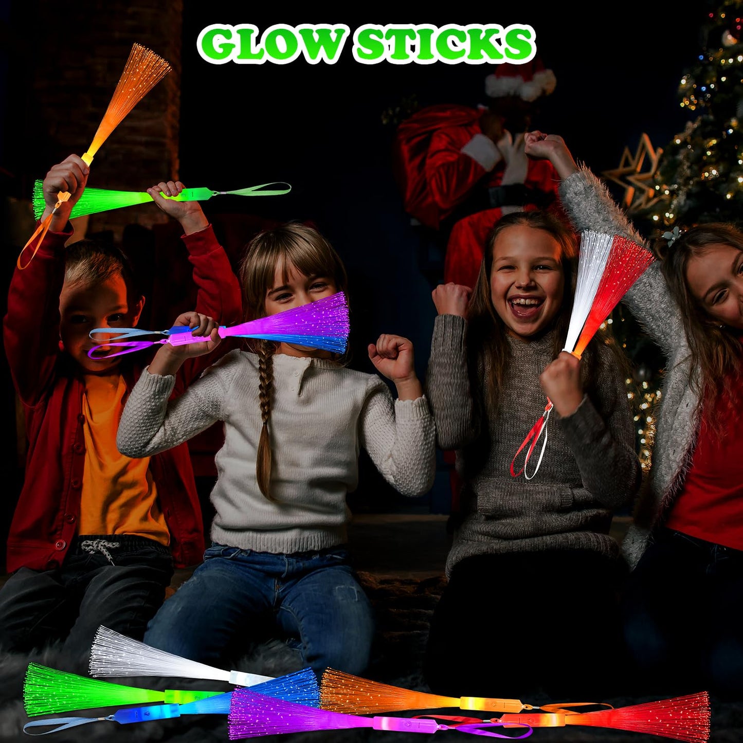 Glow in Dark Fiber Optic Lights for Kids Bulk-24 Pack, Light Up Toys Gifts Goodie Bag Basket Stuffers Fillers for Toddlers, Ultra Bright Sparklers Item for Graduation, Camping, Wedding, Birthday