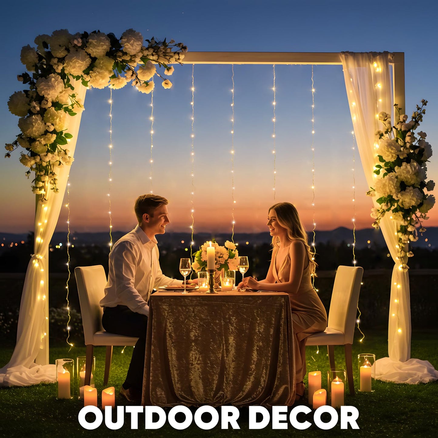 suddus Tangle-Free Curtain Lights,200 LED 6.5x6.5ft Hanging Lights with Hooks, Curtain Lights for Bedroom,Christmas, Dorm, Wall, Backdrop, Window, Wedding, Party, Birthday Decor, Warm White
