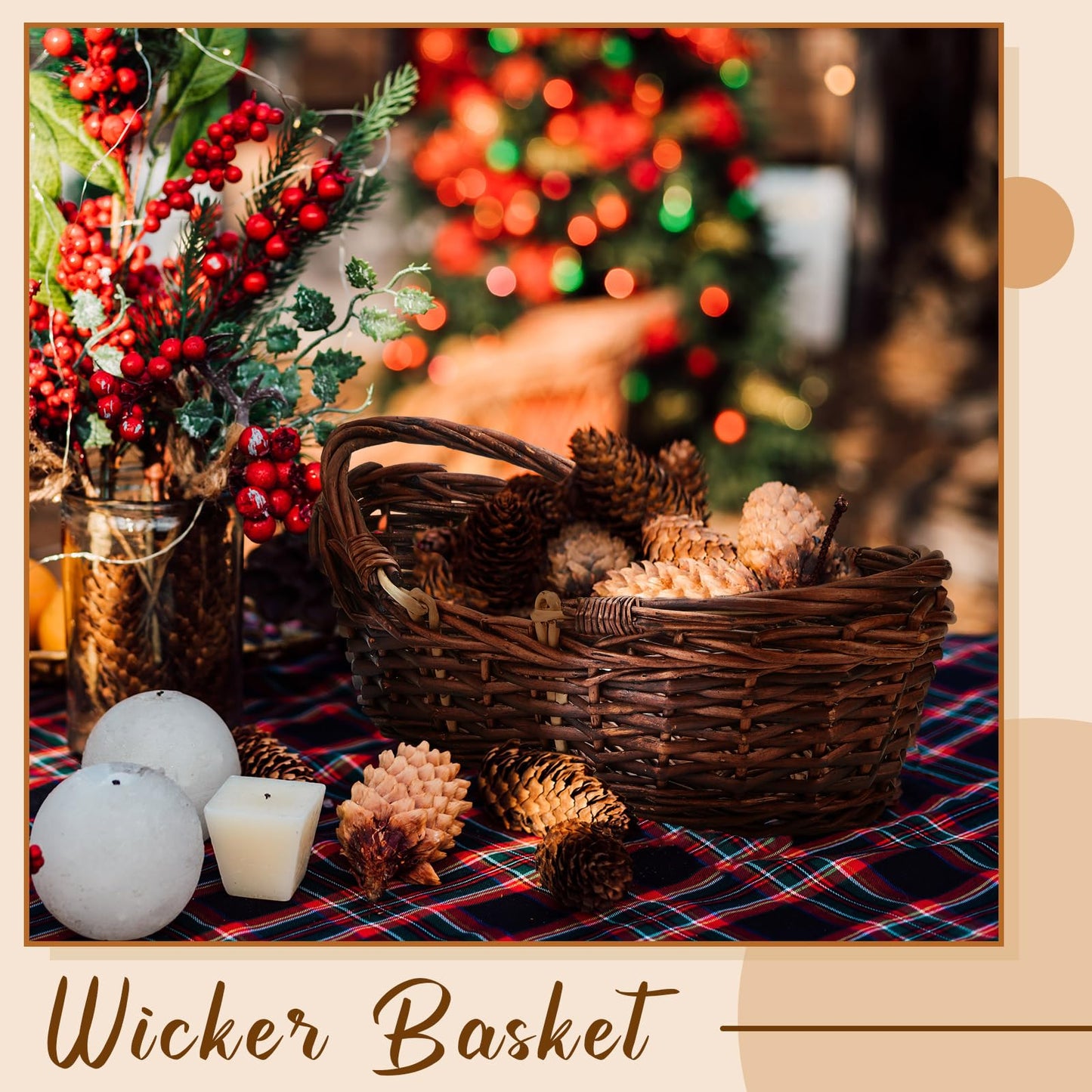 Sintuff 6 Pcs Wicker Picnic Basket with Handle Garden Harvest Empty Easter Eggs and Candy Basket Oval Willow Woven Storage for Organizing, Fruit Egg Storage Gathering Wedding Gifts (Dark Brown)