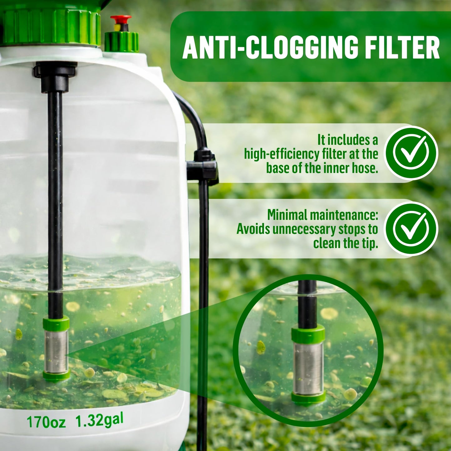 1.3 Gallon Pump Pressure Sprayer (5L) – Lawn and Garden Sprayer with Adjustable Nozzle & Shoulder Strap – for Watering Plants, Weeds, Fertilizer & Outdoor Cleaning